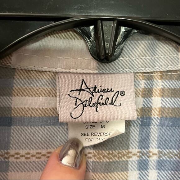 Adrian Delafield Short Sleeve Plaid Button-Down w/Vine Pattern - Size M - Picture 5 of 5